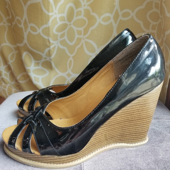Bamboo black wedge heels - Picture 3 of 4